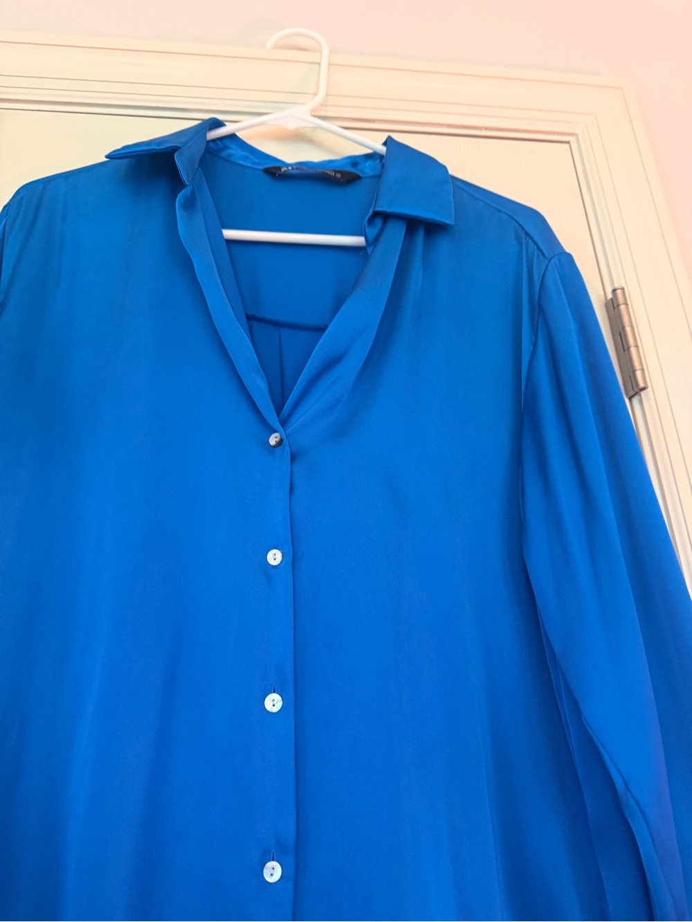 ZARA Cobalt Blue Satin Effect Blouse XS - Picture 4 of 8
